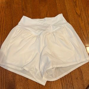 Halara criss cross white shorts